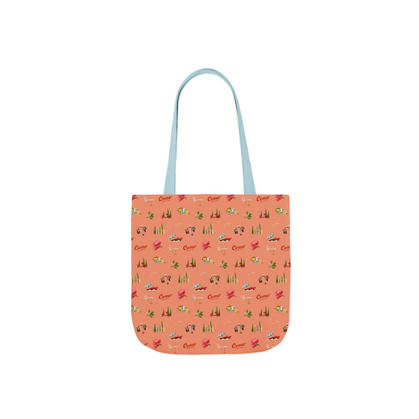Tote bag with a colorful pattern on a white background