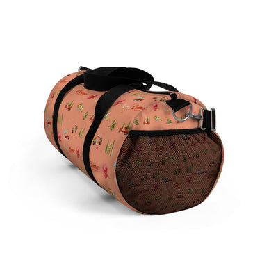 Duffel bag with a pattern on a white background